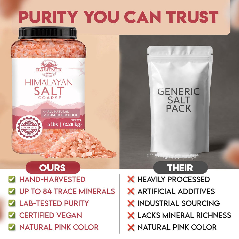 LA SALT CO Kashmir pink salt enhances seafood and vegetables with color.