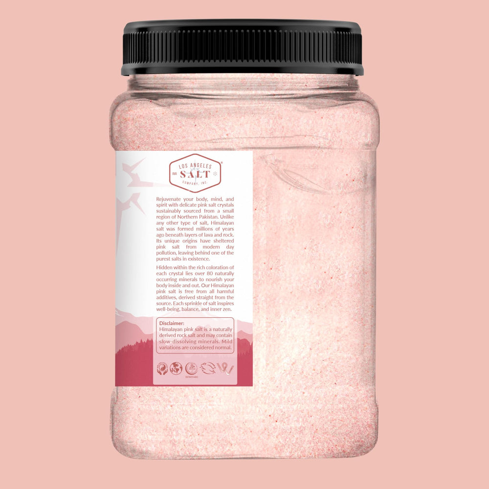 Shaker filled with fine Kashmir pink salt for everyday use