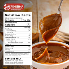 La Serenisima dulce de leche jar spread shows silky caramel texture for toppings.