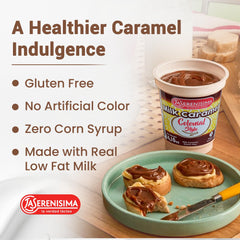 La Serenisima Dulce de Leche spread on toast adds rich caramel glaze.
