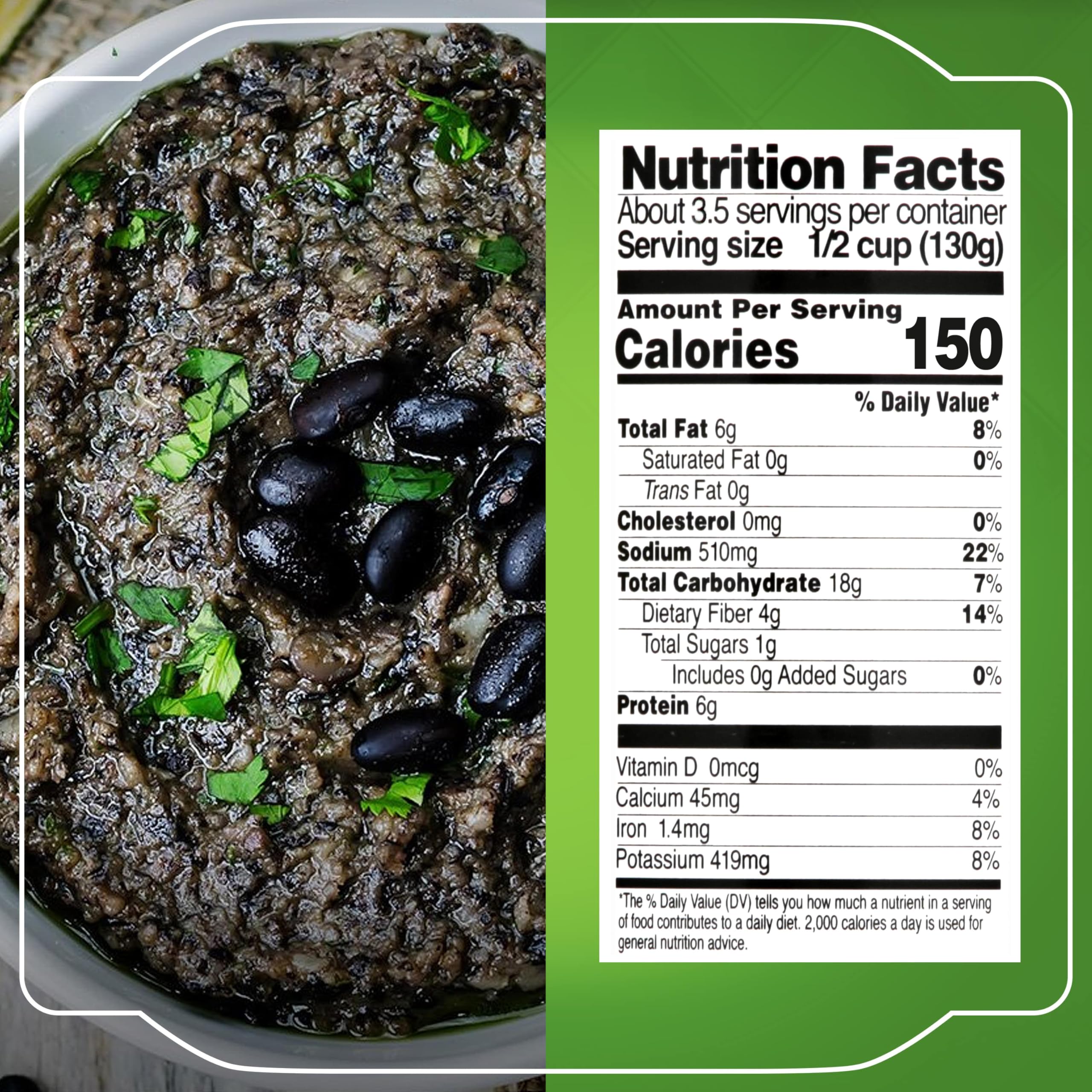 Pour shot of La Sierra refried black beans from pouch