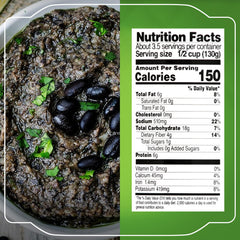 Pour shot of La Sierra refried black beans from pouch