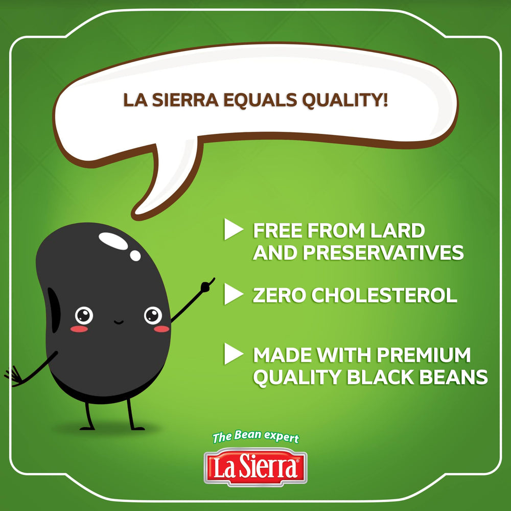La Sierra refried black beans in a tortilla taco assembly
