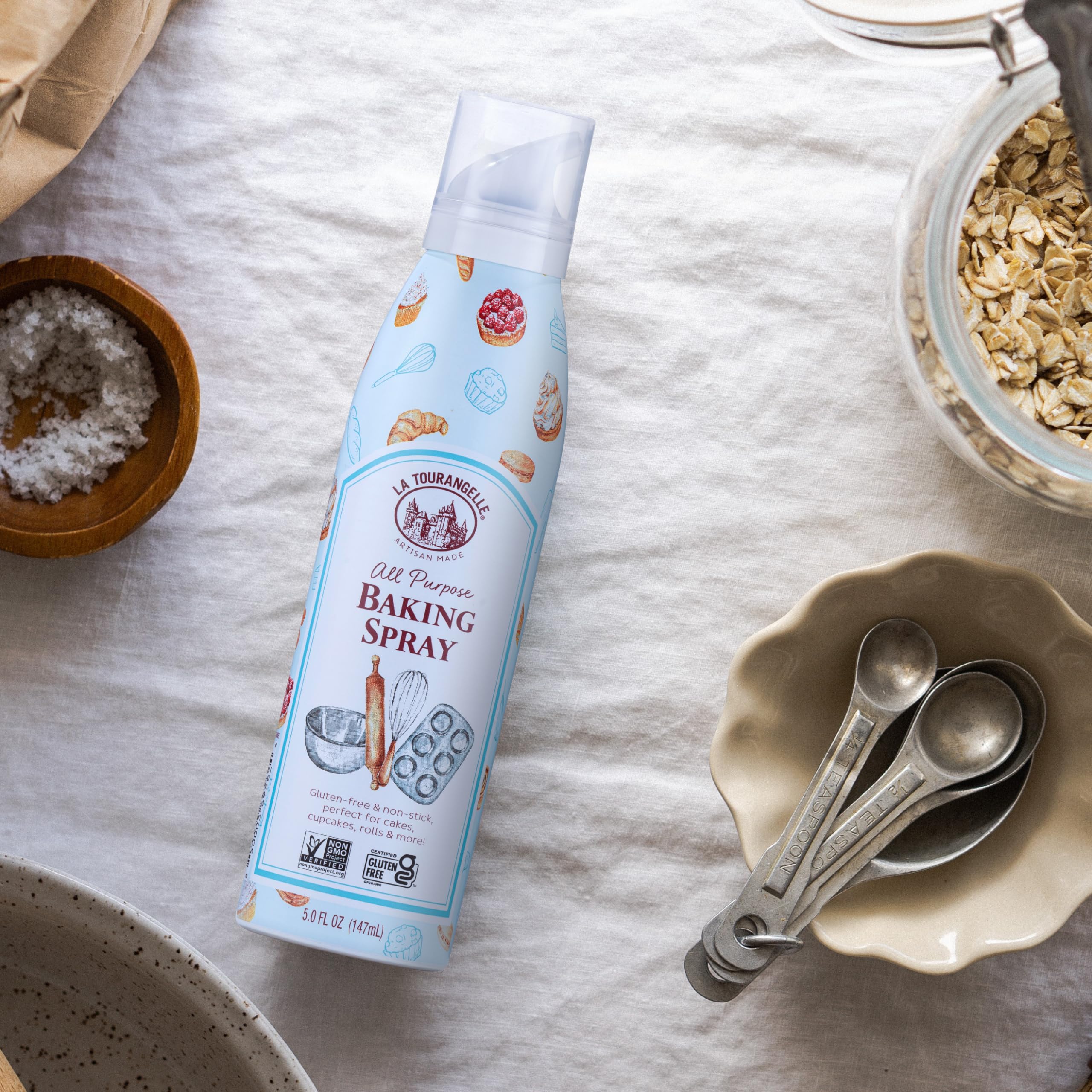 La Tourangelle baking spray used in dish prep to prevent sticking.
