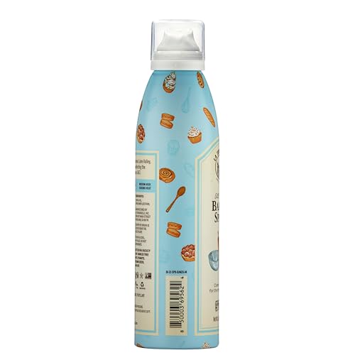 La Tourangelle baking spray on a non-stick surface demonstrating even coating.