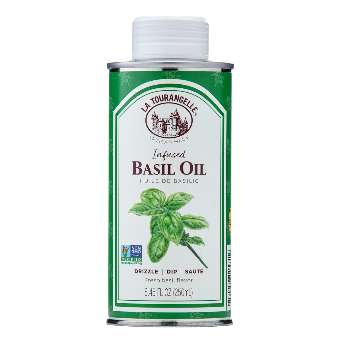 La Tourangelle Basil Oil bottle showcasing fresh basil aroma ideal for dressings.
