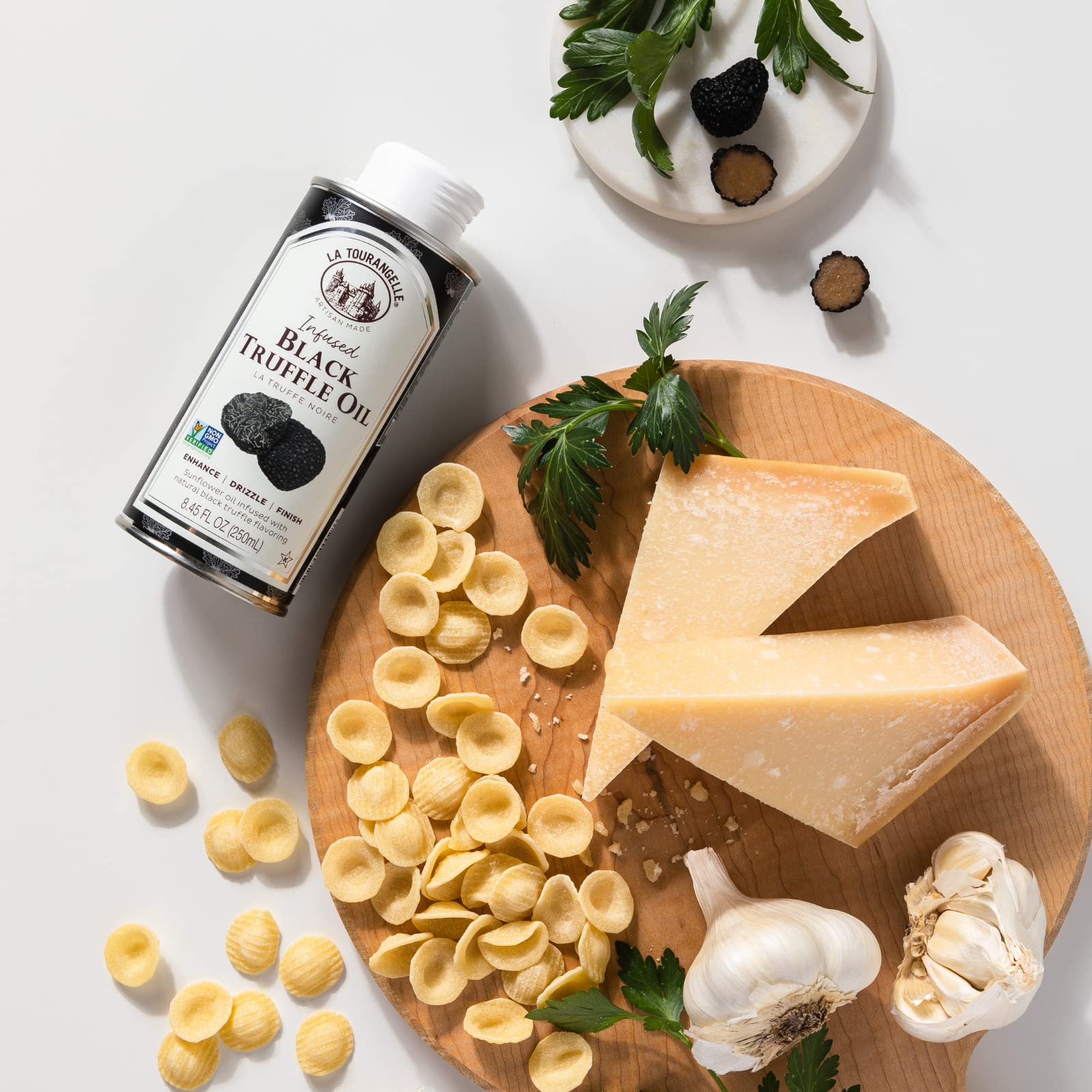 La Tourangelle Black Truffle Oil on salads creates a gourmet finish.
