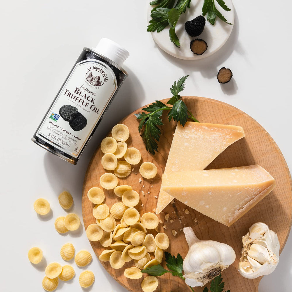 La Tourangelle Black Truffle Oil on salads creates a gourmet finish.