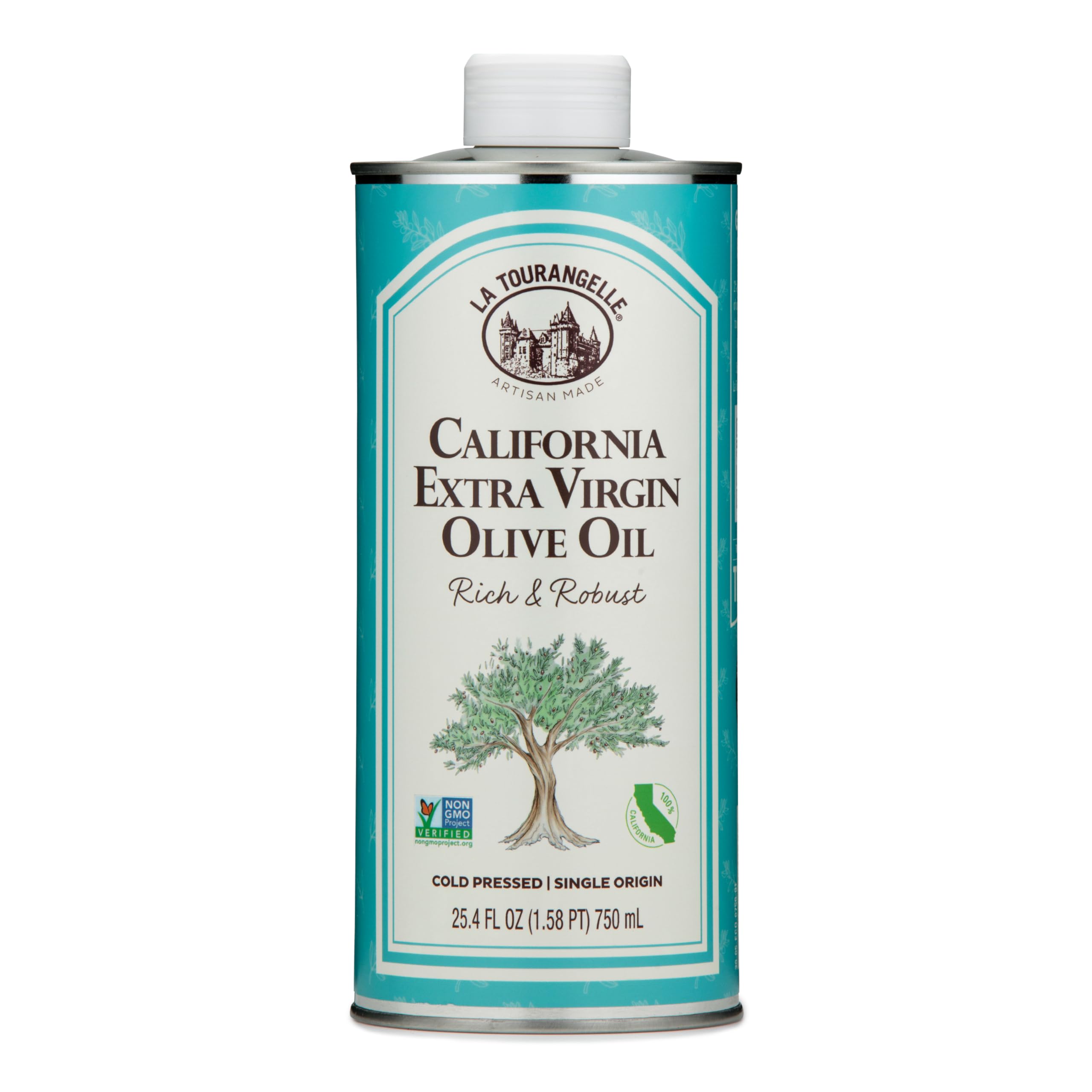 La Tourangelle California Olive Oil bottle enhances salads with rich, balanced flavor.