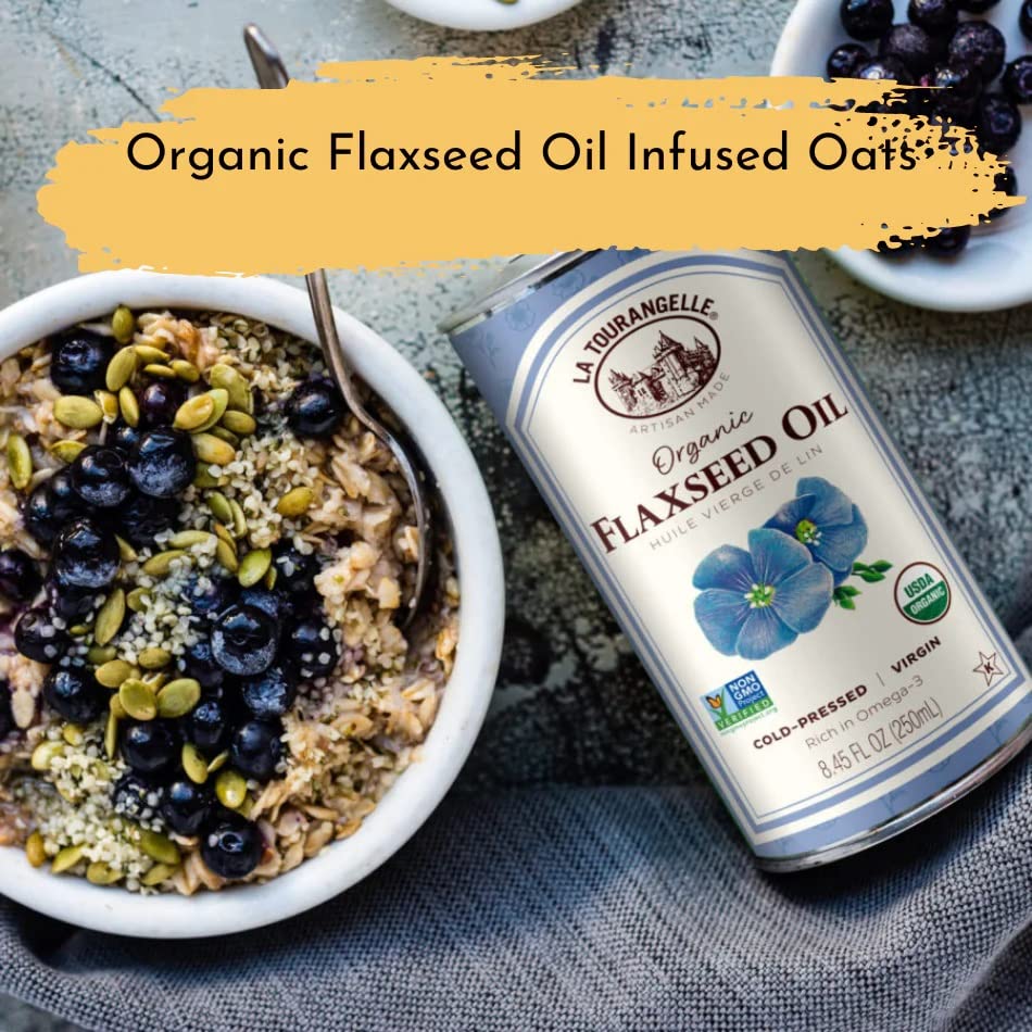 La Tourangelle flaxseed oil BPA-free tin packaging preserves freshness.