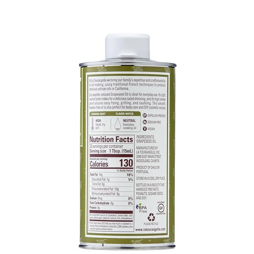 La Tourangelle grapeseed oil clarity pouring highlights smooth texture and even heat