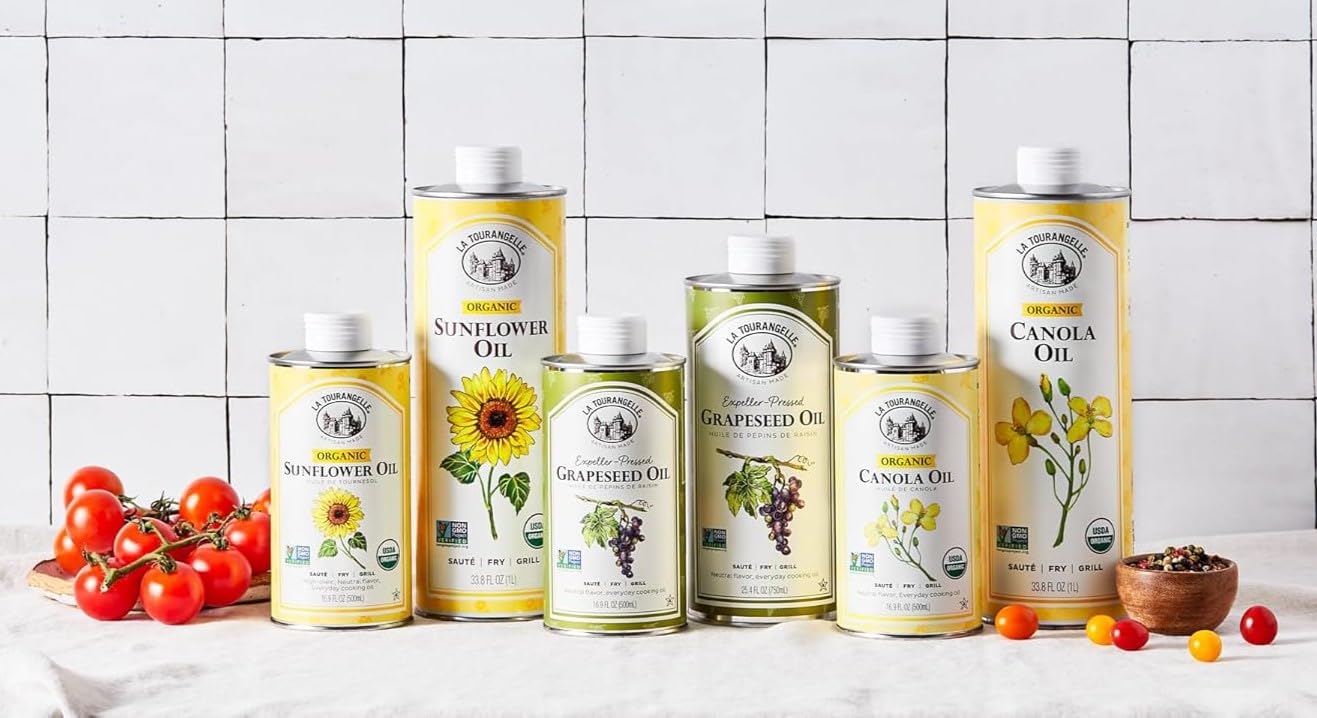 La Tourangelle High Oleic Sunflower Oil glass bottle with a neutral flavor.