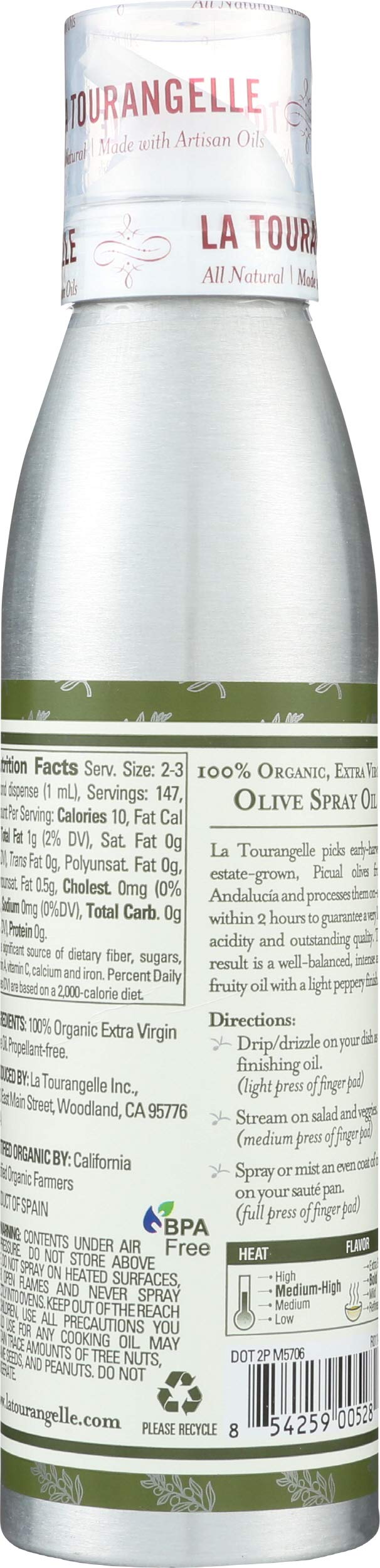 La Tourangelle olive oil bottle closeup highlighting premium packaging.