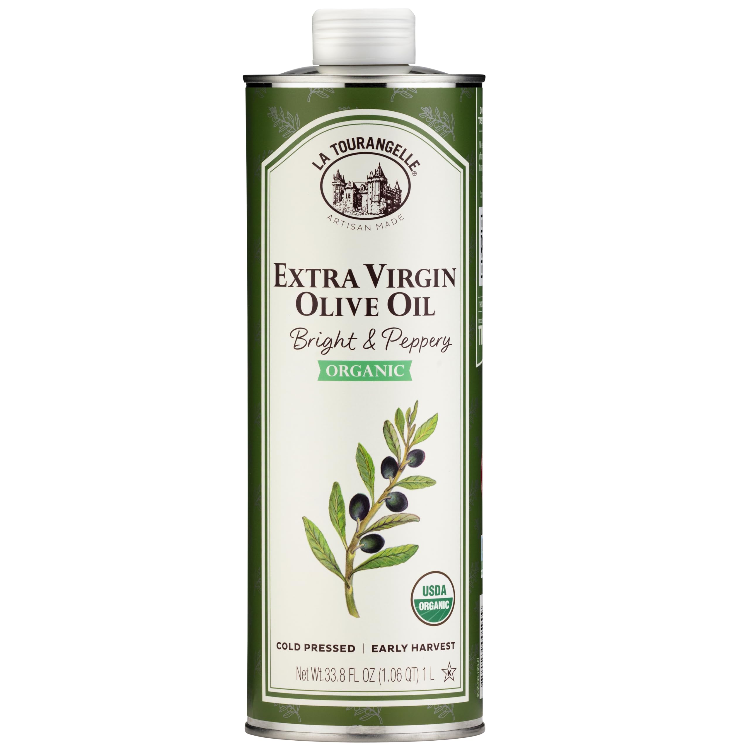 La Tourangelle olive oil bottle pour for cooking and finishing.