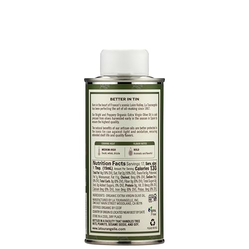 Organic early harvest oil label indicating polyphenol-rich content.