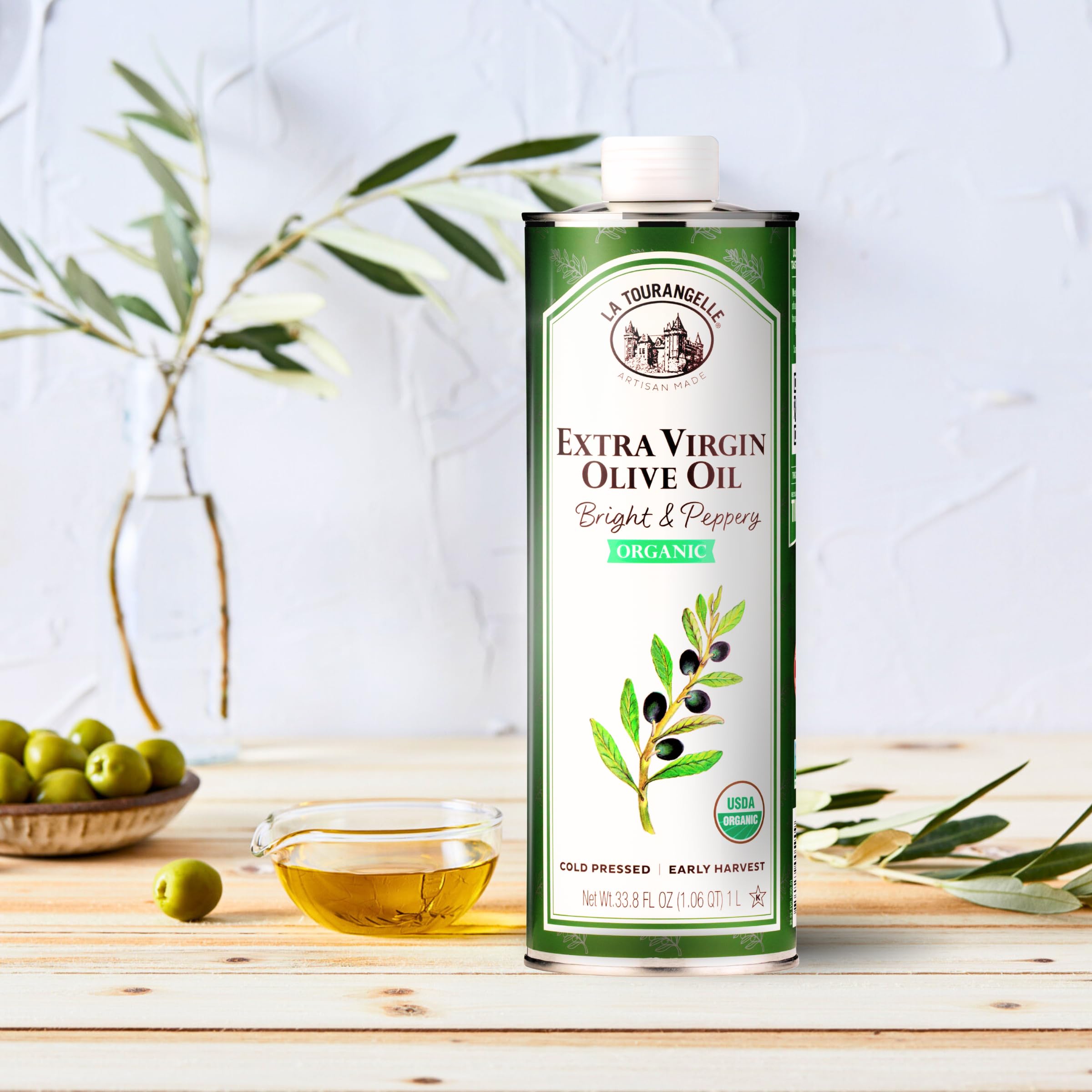 La Tourangelle olive oil leaves and peppery finish.