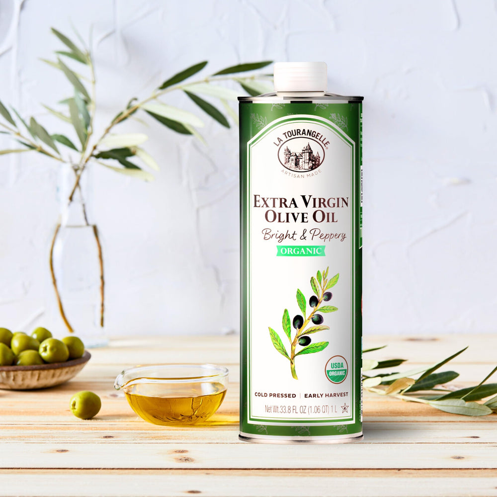 La Tourangelle olive oil leaves and peppery finish.