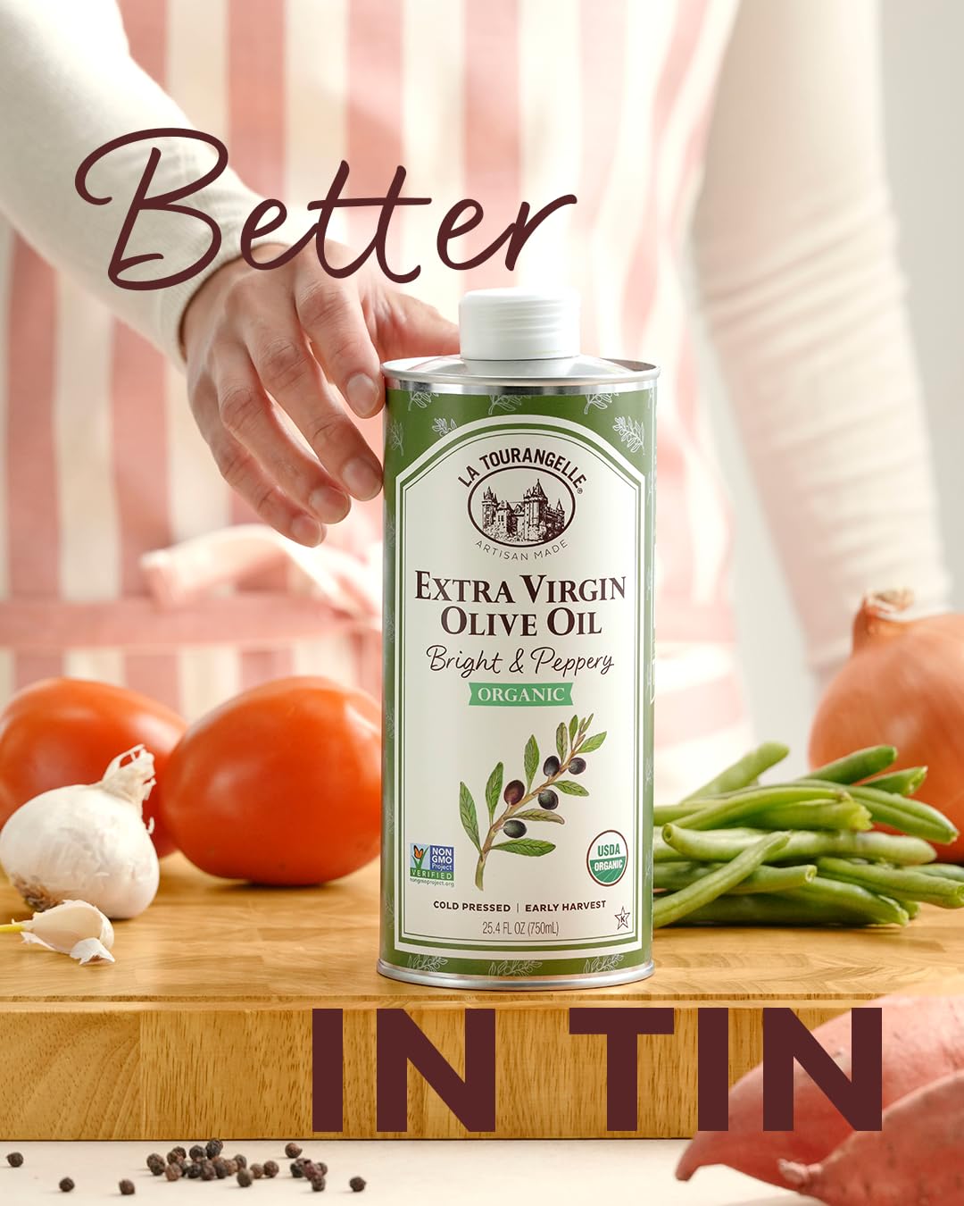 La Tourangelle Olive Oil Xvrgn Organic on roasted vegetables for flavor.