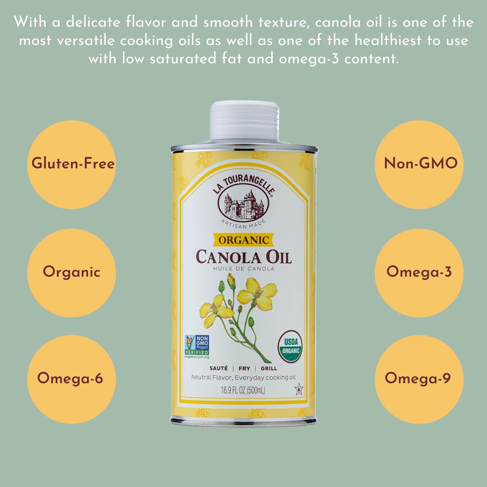 La Tourangelle Organic Canola Oil dressing bowl with a light vinaigrette.