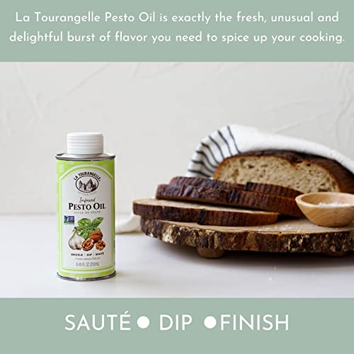 La Tourangelle Pesto Oil label close-up.