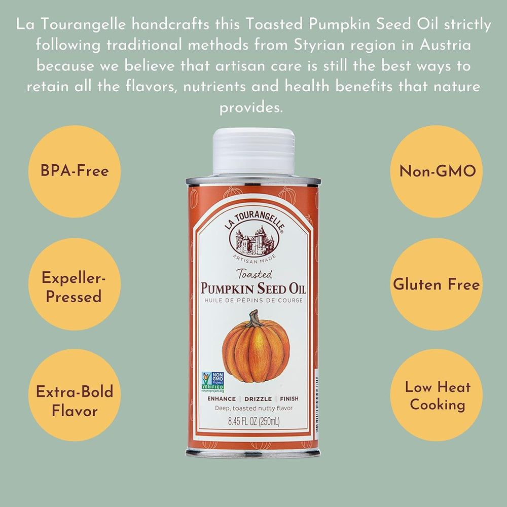 La Tourangelle pumpkin seed oil on pasta adds depth and aroma.