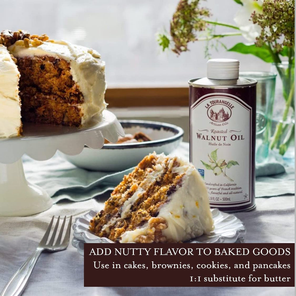 La Tourangelle roasted walnut oil supports beauty uses with light conditioning notes.