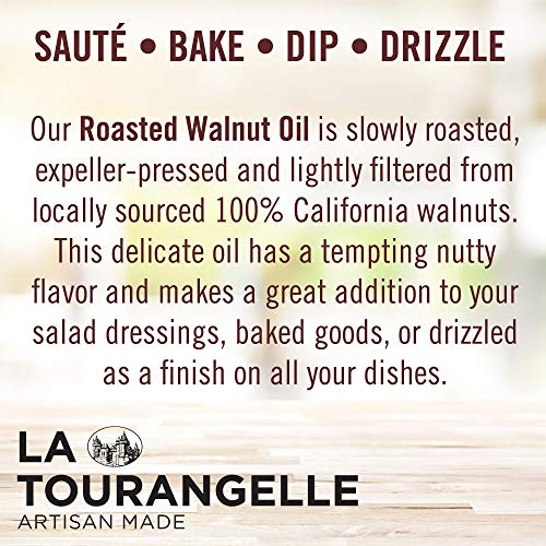 La Tourangelle roasted walnut oil tin packaging preserves freshness and sustainability.