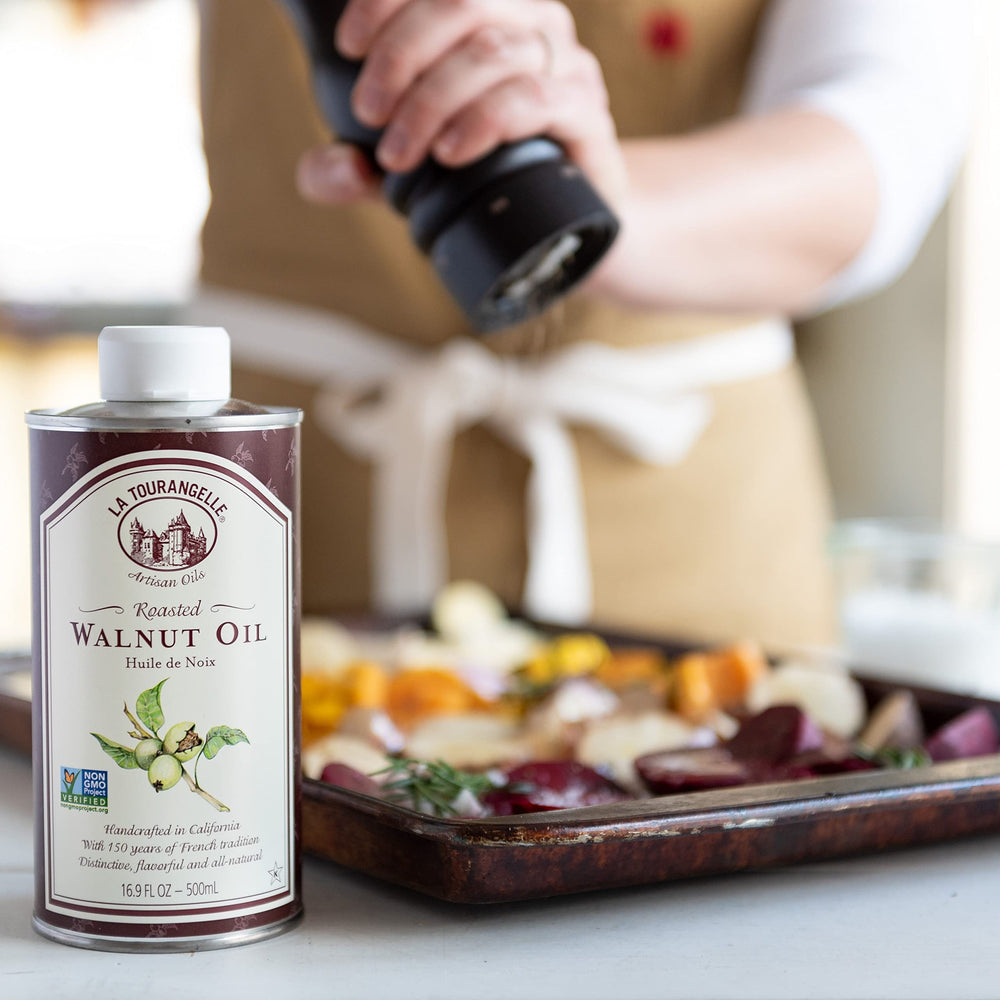 La Tourangelle roasted walnut oil roast vegetables for a toasted profile.