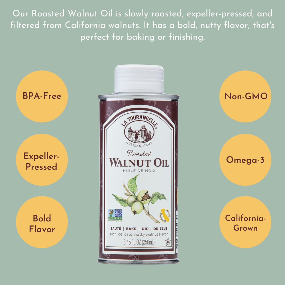 La Tourangelle roasted walnut oil salad adds depth to greens and grains.