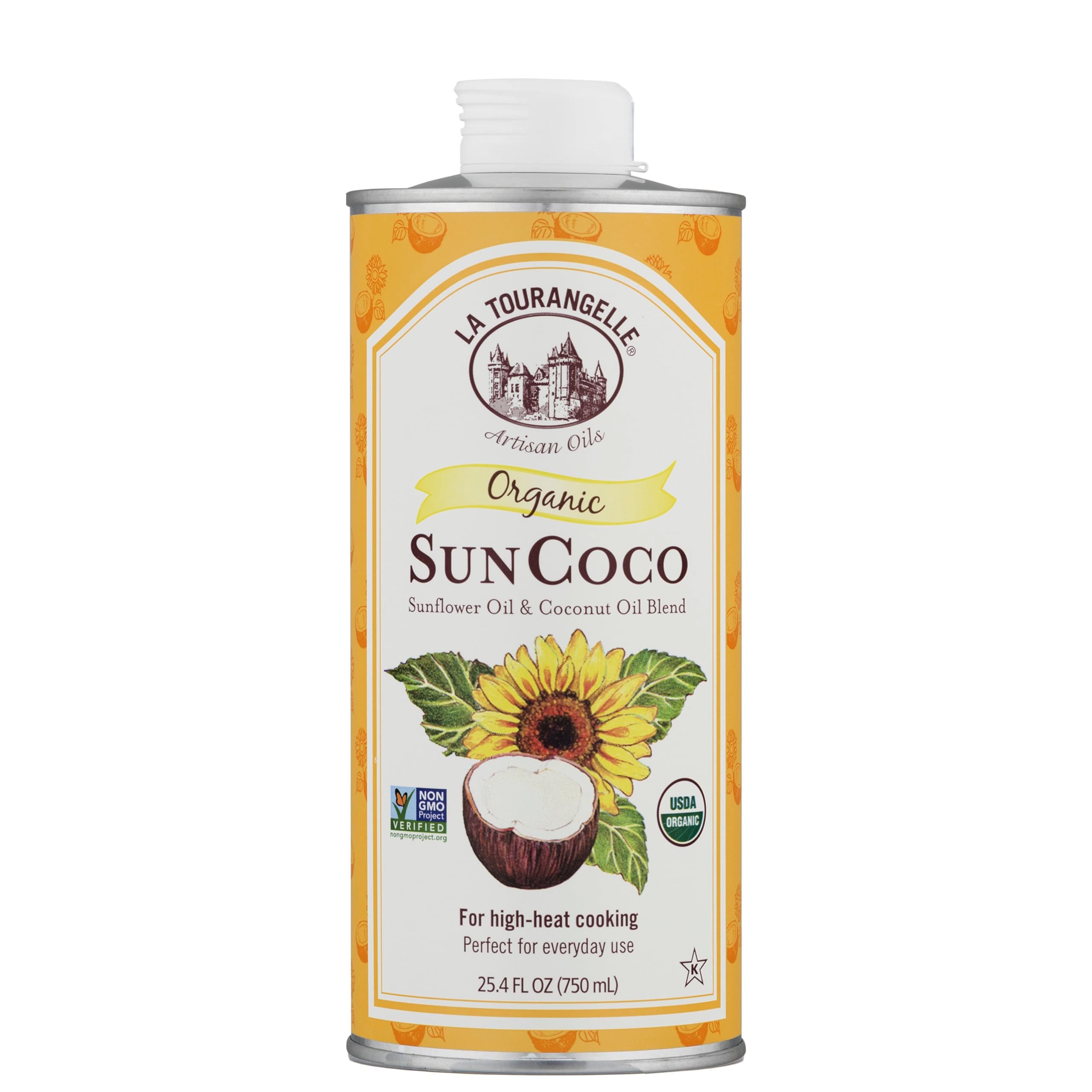 La Tourangelle Sun Coco Oil bottle ready for high-heat cooking.