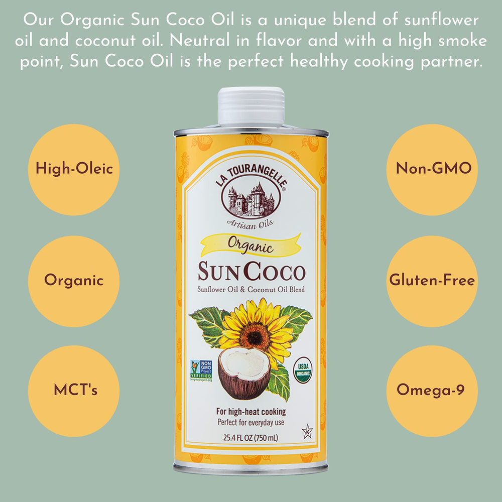 La Tourangelle Sun Coco Oil ingredients reveal organic sunflower and coconut oils.