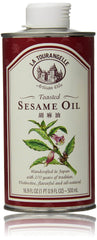 La Tourangelle toasted sesame oil bottle pour showcasing nutty aroma for stir-fries.