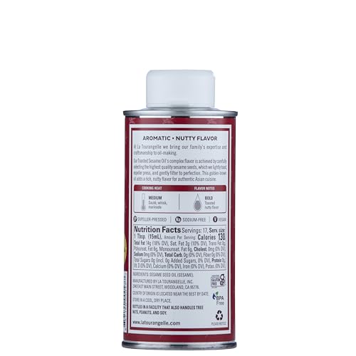 La Tourangelle Toasted Sesame Oil with noodles, adds aroma and a glossy finish.