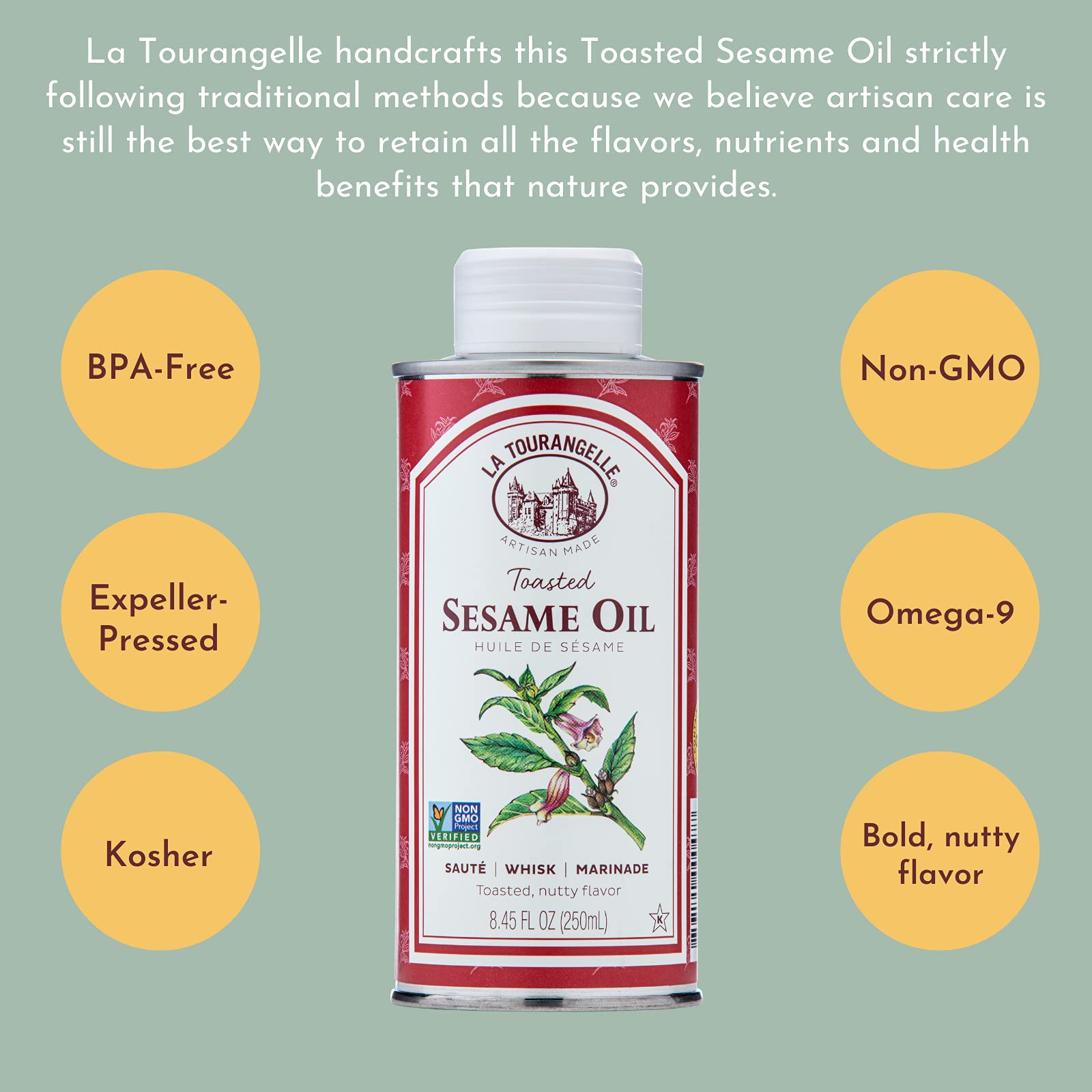 La Tourangelle Toasted Sesame Oil on vegetables, brings depth to sautéed dishes.