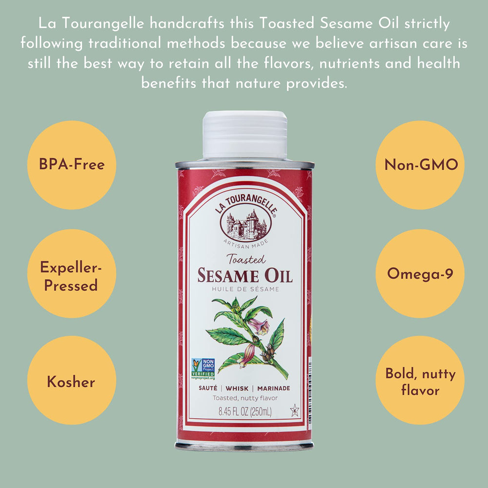 La Tourangelle Toasted Sesame Oil on vegetables, brings depth to sautéed dishes.