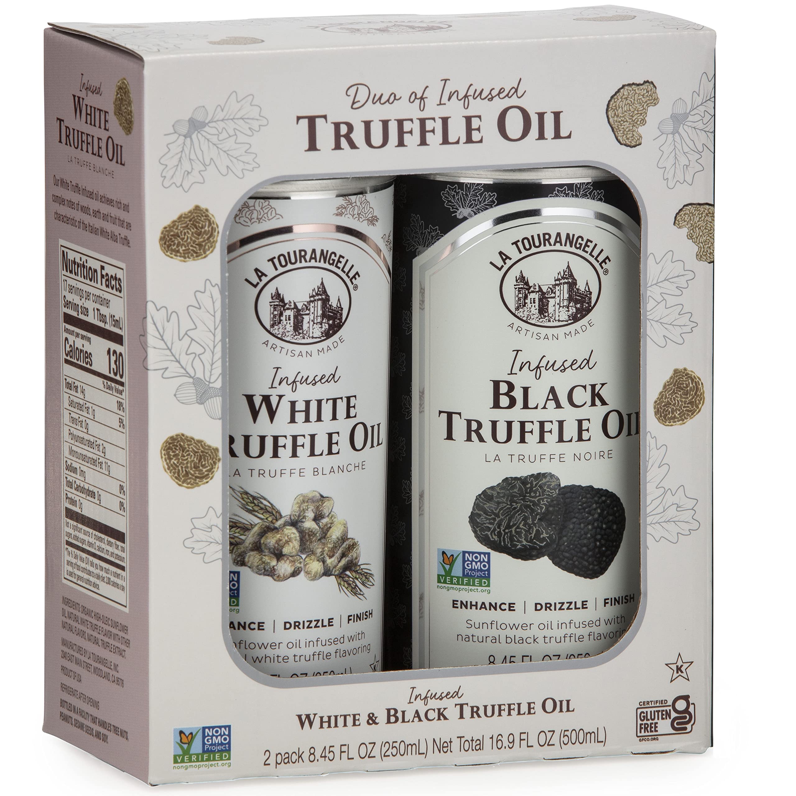La Tourangelle truffle oil gift box presenting a gourmet pairing set.