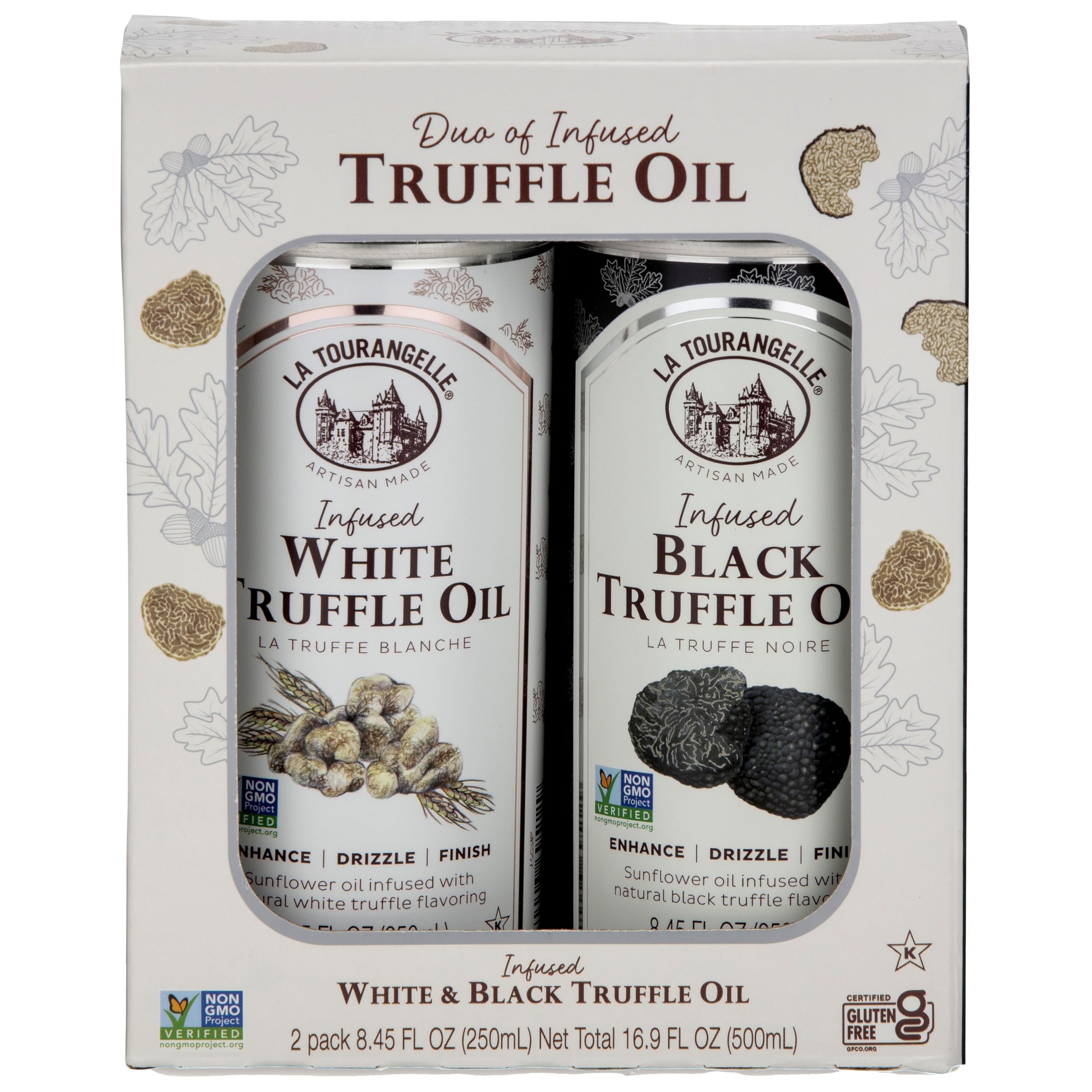 La Tourangelle White Truffle Oil bottle ready to drizzle over pasta for earthy aroma.
