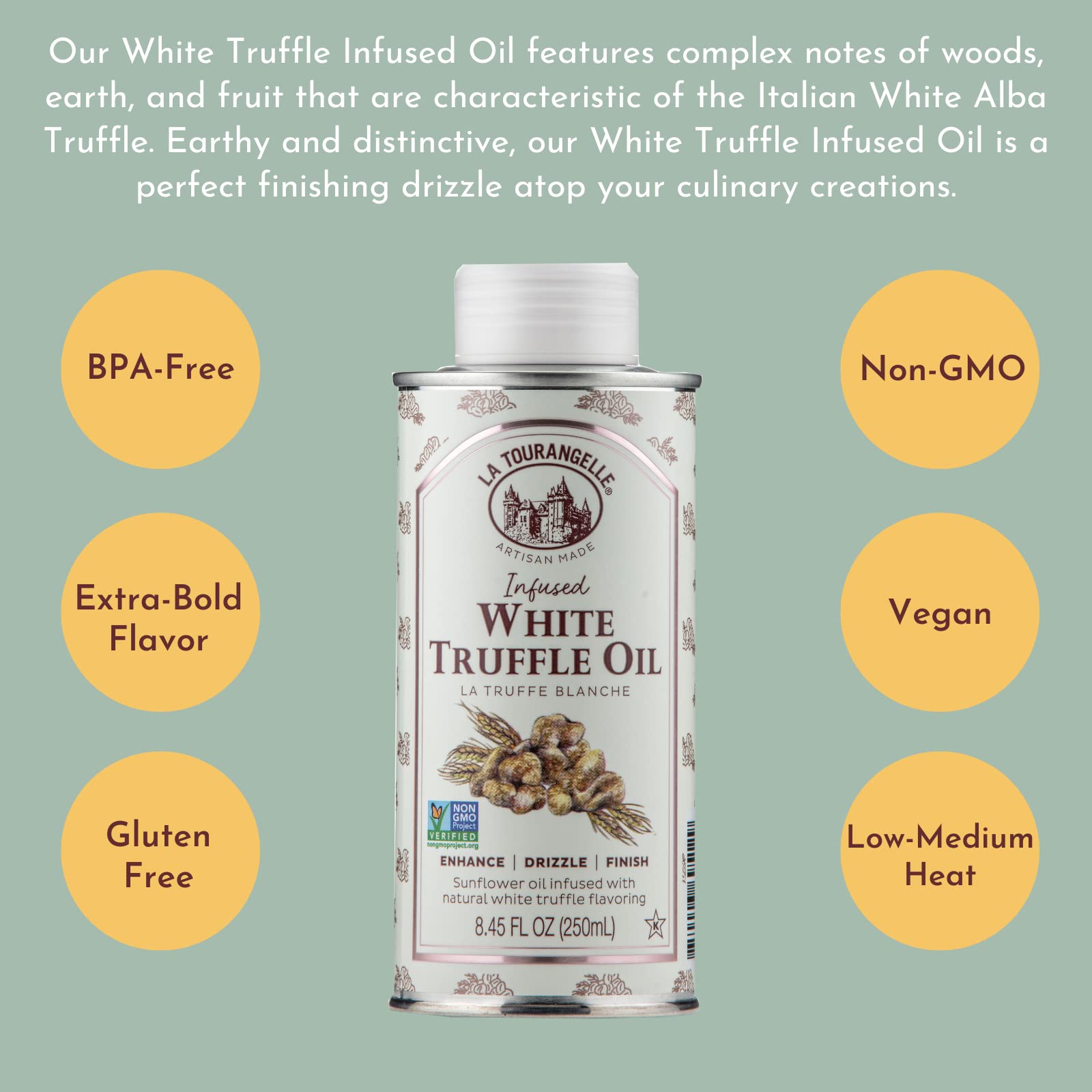 La Tourangelle White Truffle Oil drizzled on popcorn for gourmet aroma.