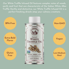 La Tourangelle White Truffle Oil drizzled on popcorn for gourmet aroma.