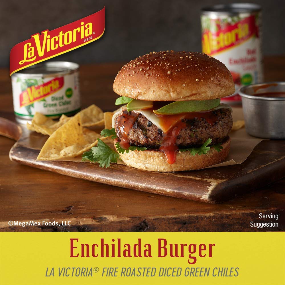 LA VICTORIA Fire Roasted Diced Green Chiles Mild on a napkin for quick toppings