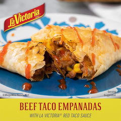 La Victoria Red Taco Sauce Mild label closeup showing certification.