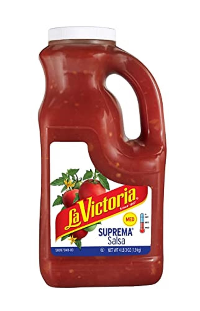 La Victoria Suprema Medium Salsa bottle pour for bold nachos and dipping