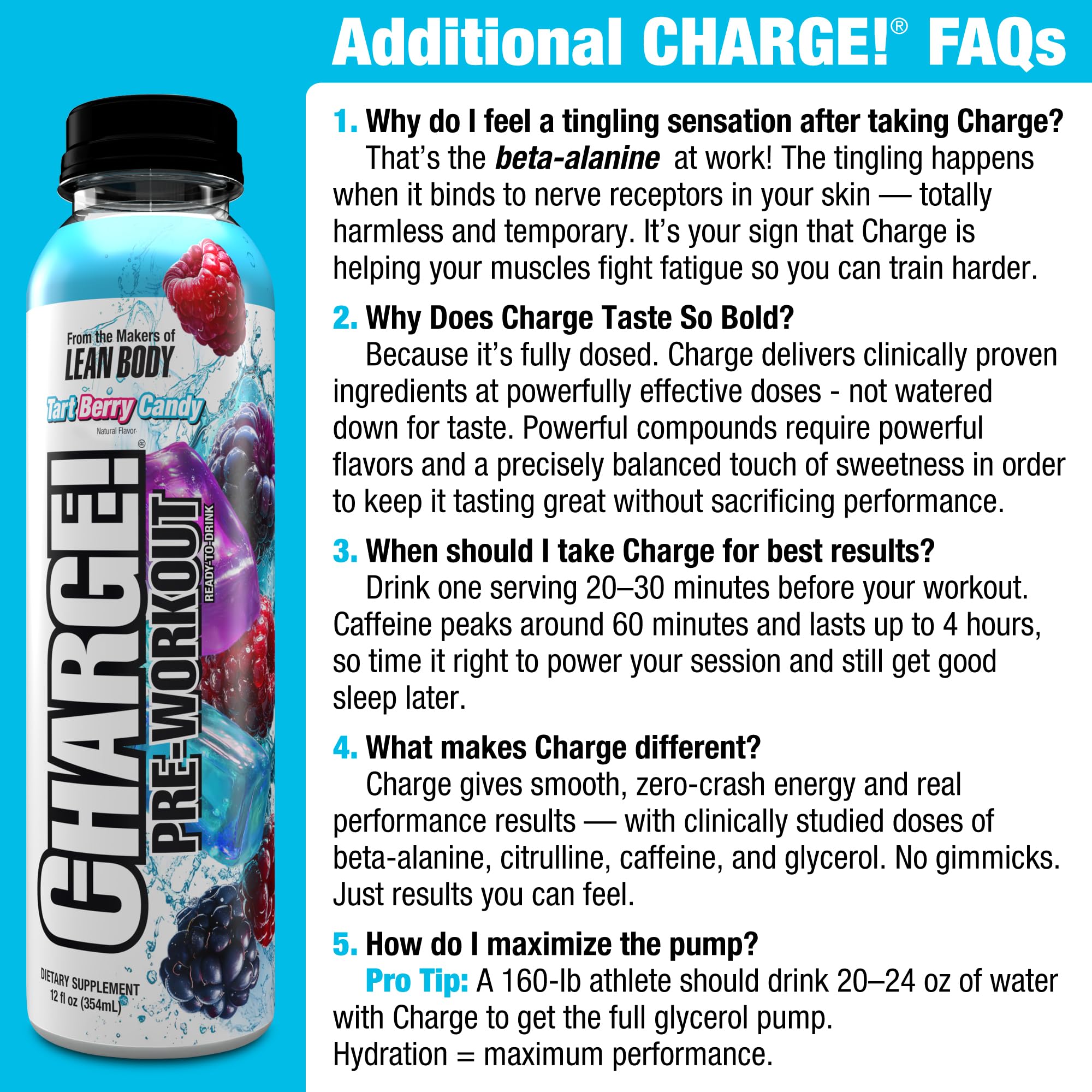 LABRADA Charge bottle being poured into a glass for quick training fuel