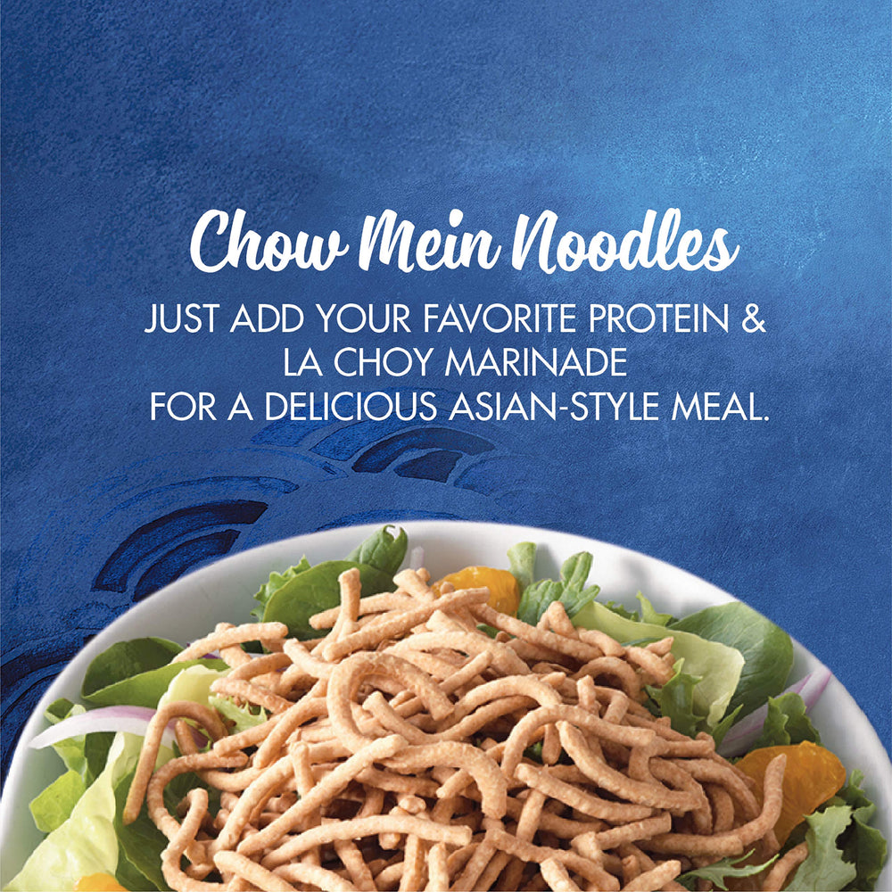La Choy Chow Mein Noodles dessert-ready look suggests quick savory-sweet addition.