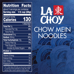 La Choy Chow Mein Noodles light-crunch close-up highlights versatility and readiness.