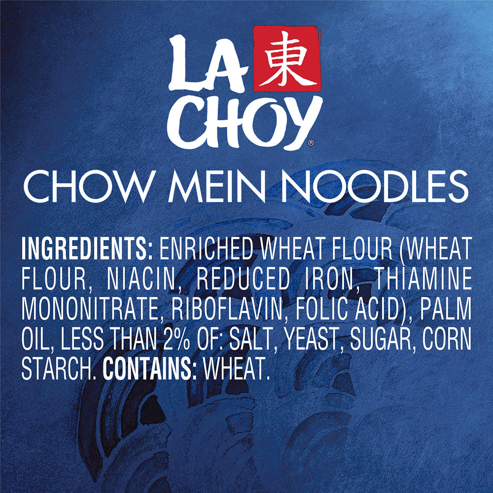 La Choy Chow Mein Noodles serving idea promotes texture enhancement in meals.