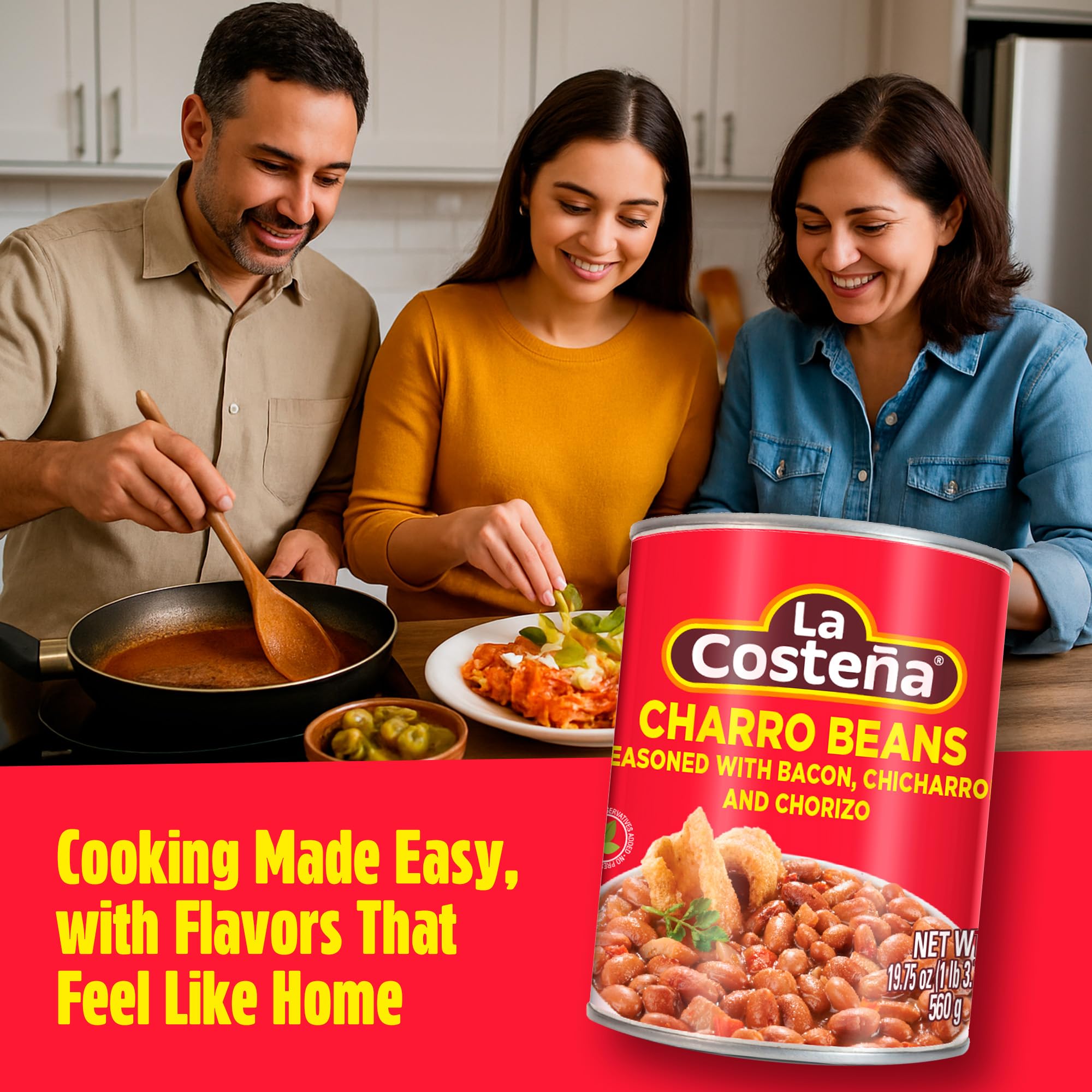 La Costeña Chicharrones-topped beans ideal for tacos or burritos.