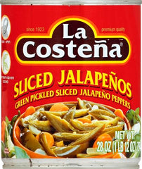 La Costeña sliced jalapeños beside burritos add zesty crunch.