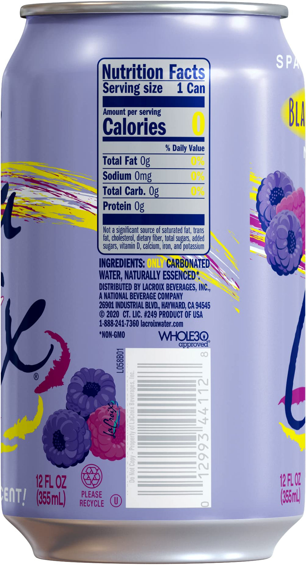 La Croix Black Razzberry angled can highlights refreshing aroma while on the go.