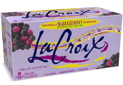 La Croix Black Razzberry can front view shows zero calories and vibrant flavor.